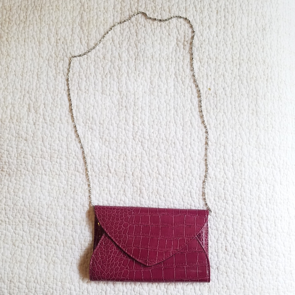 Forever 21 Faux Crocodile Pink Clutch